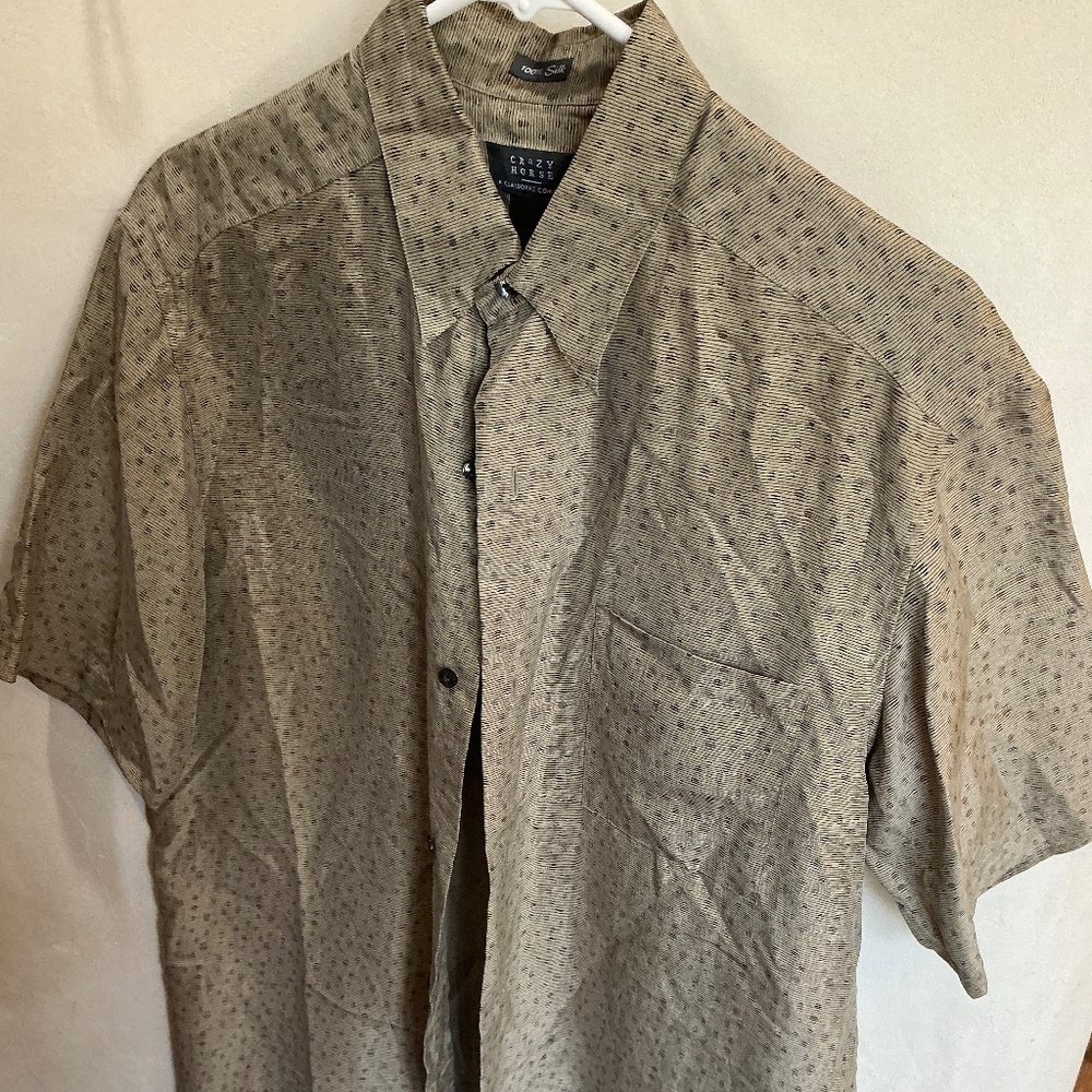 Mens short sleeve Silk button down shirt